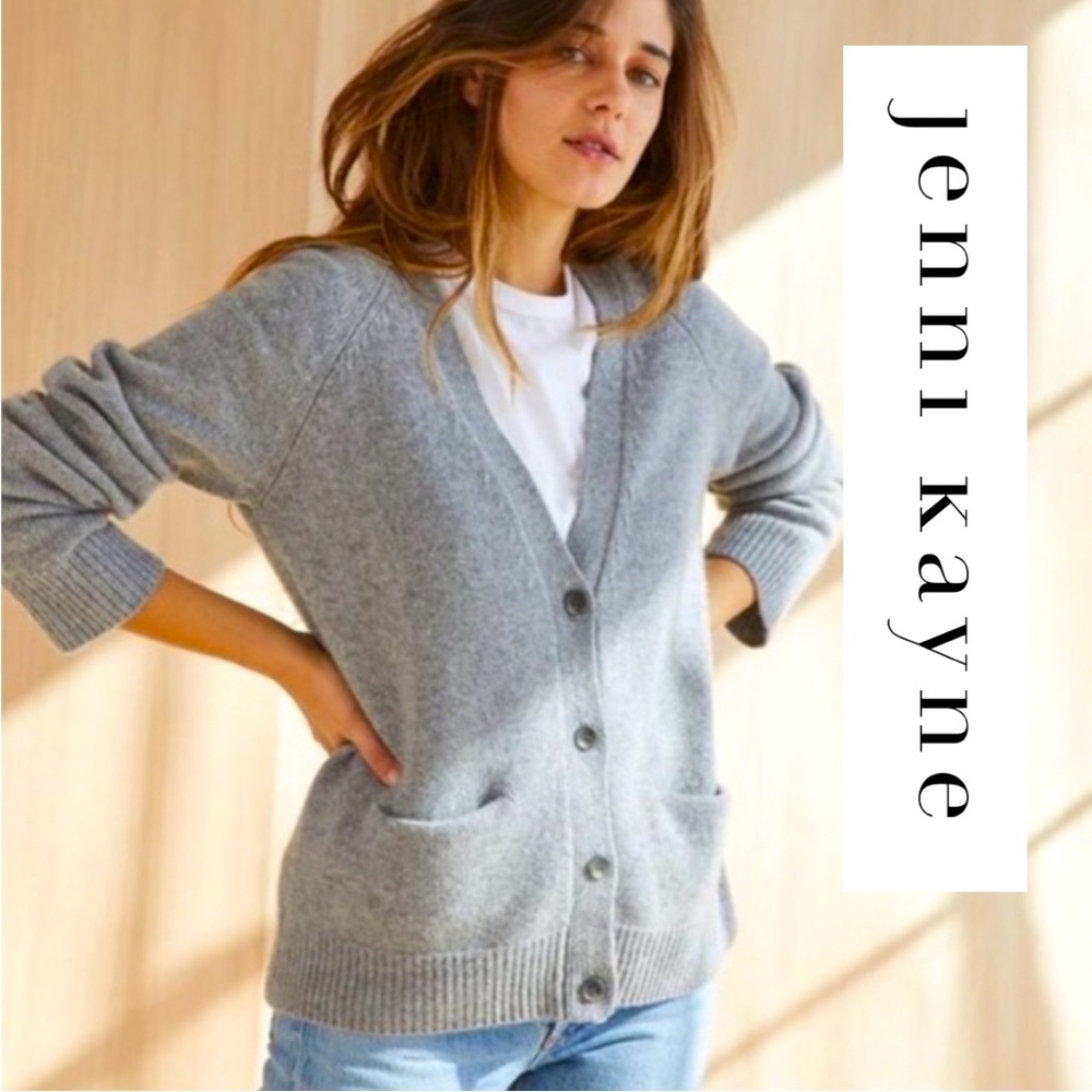 Jenni Kayne Cashmere Stanford Cardigan Sweater Heather Grey XL